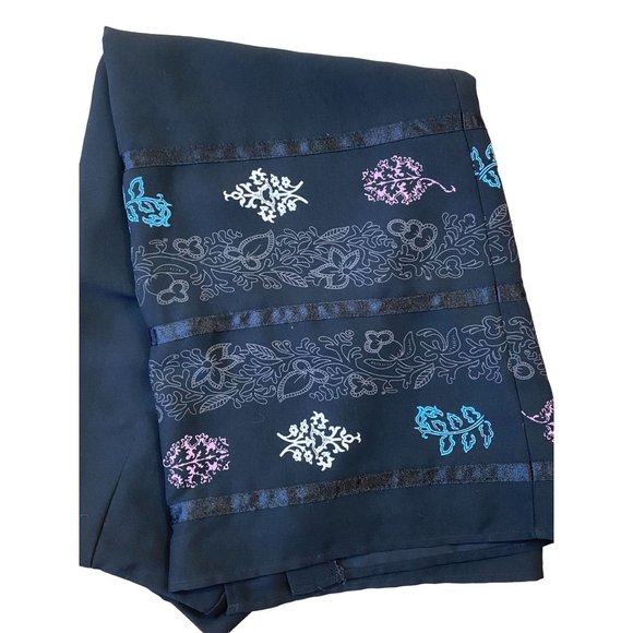 Sag Harbor VTG Y2K Womens Skirt 4P Black Midi Floral Satin Hem Cottage Fairy - Picture 5 of 10